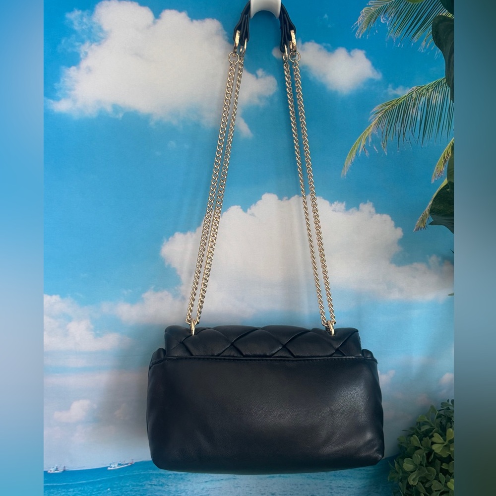 A New Day Sophie Quilted Crossbody Pillow Purse Bag Black with Gold Chain Strap - Picture 3 of 14